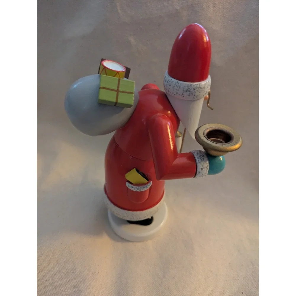 Vintage Wooden Santa Claus Incense Smoker Christmas 7 Inch Red White German